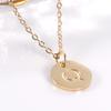 18K Gold Stainless Steel Minimalist Letter Necklace with 26 Round Pendant Options