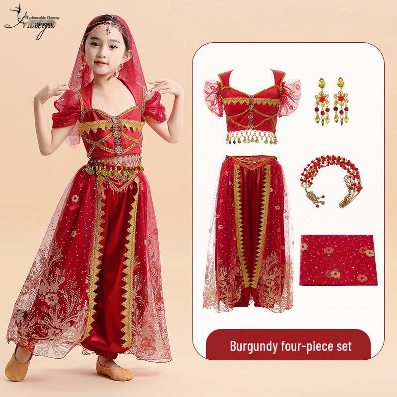 Halloween Jasmine Princess Gown & Aladdin's Magic Lamp Costume Set for Girls