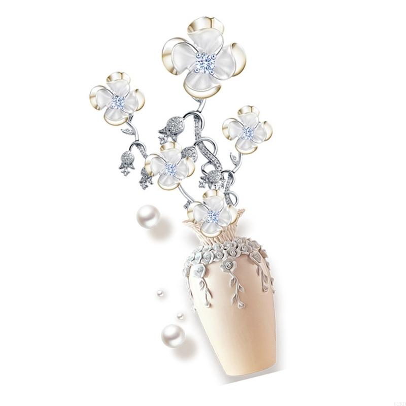 62KD Elegante Vierblättrige Blume Vase PVC Wandaufkleber Klebender Wandaufkleber Heimdekoration Upgrades Für Modernes Interieur