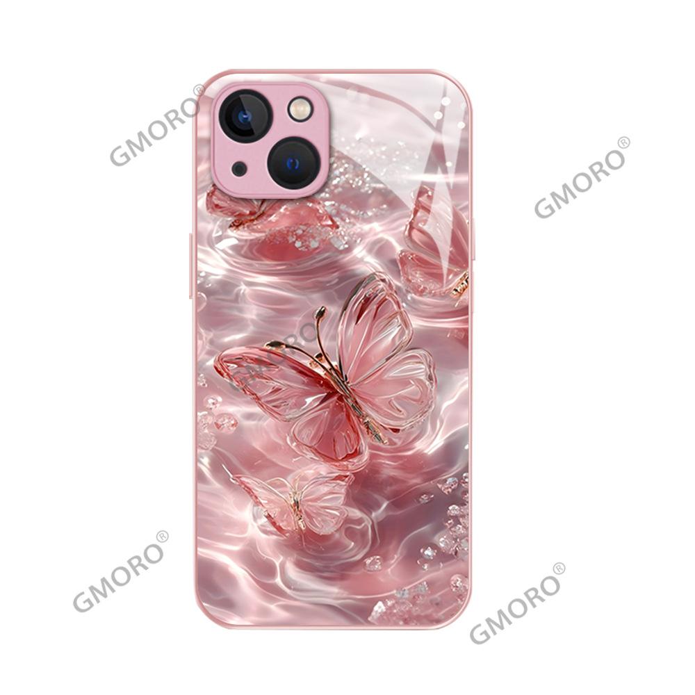 Shrimp Skin Explosive Crystal Pink Bow iPhone17 Light Luxury Mobile Phone Case Apple 16/15 Glass Protective Case