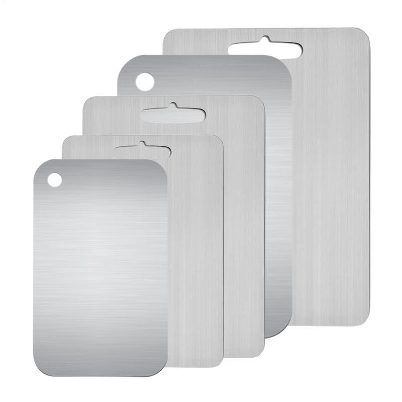 hot sale Kitchen Titanium Cutting Boards For 304 Stainless Steel Thickened Double-Sided Food Grade Portable Fruit Meat Chopping