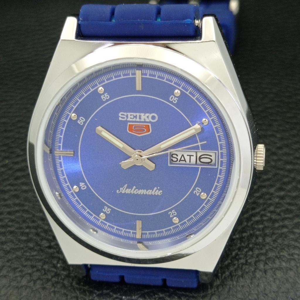 YENİLENMİŞ VINTAGE SEIKO 5 OTOMATİK JAPON ERKEK MAVİ KADRAN SAAT a434683-2