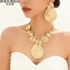 Jewelry Disc Texture Exaggerated High-end Design Temperament Fashion Necklace Earrings Set