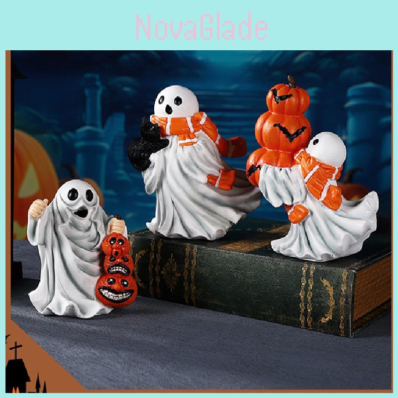 Halloween Ghost Pumpkin Figurine With Resin Craft For Holiday Decor And Party Gifts