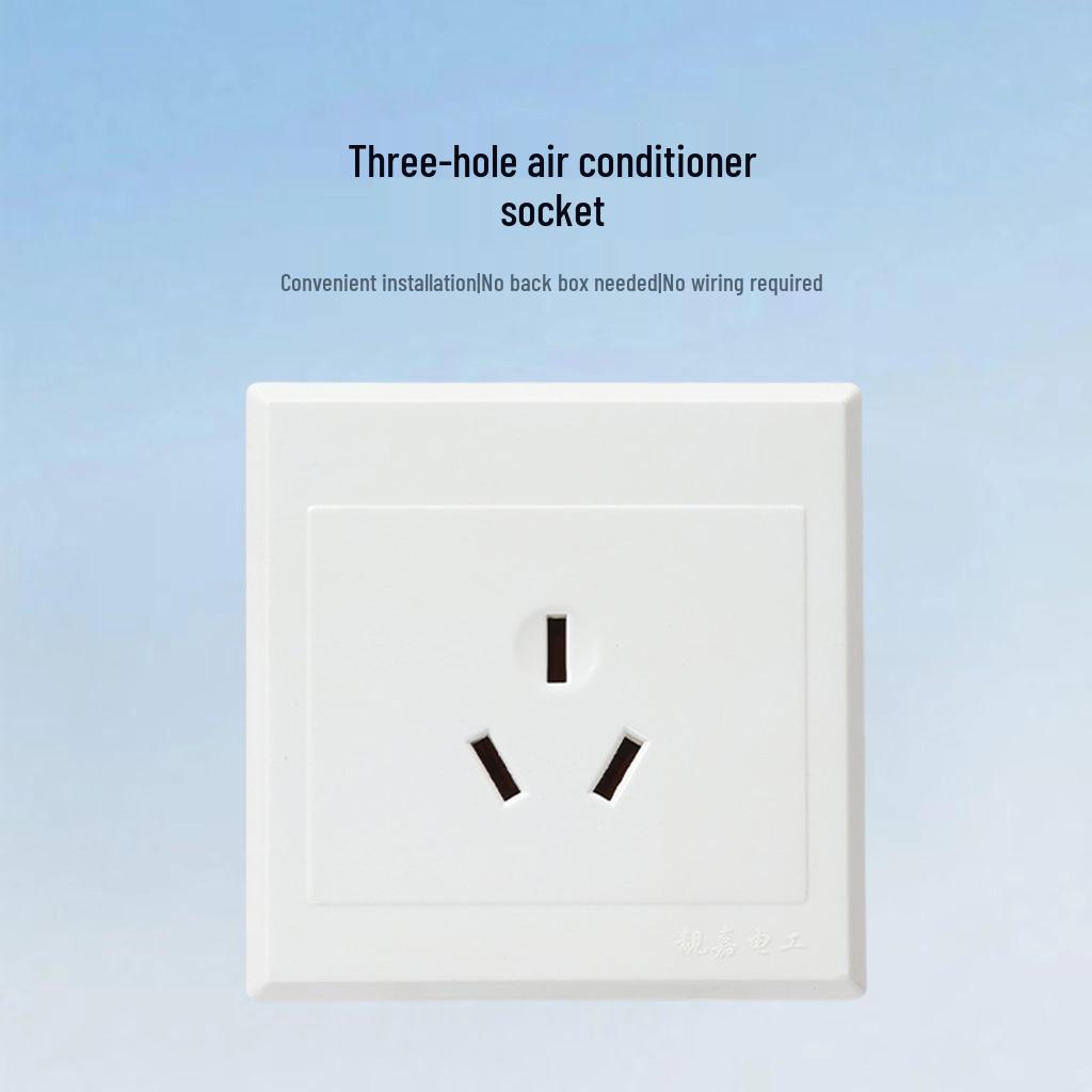 86 Type Wall-Mounted 16A Air Conditioner Socket Panel with Exposed Wire and Three-Hole Design