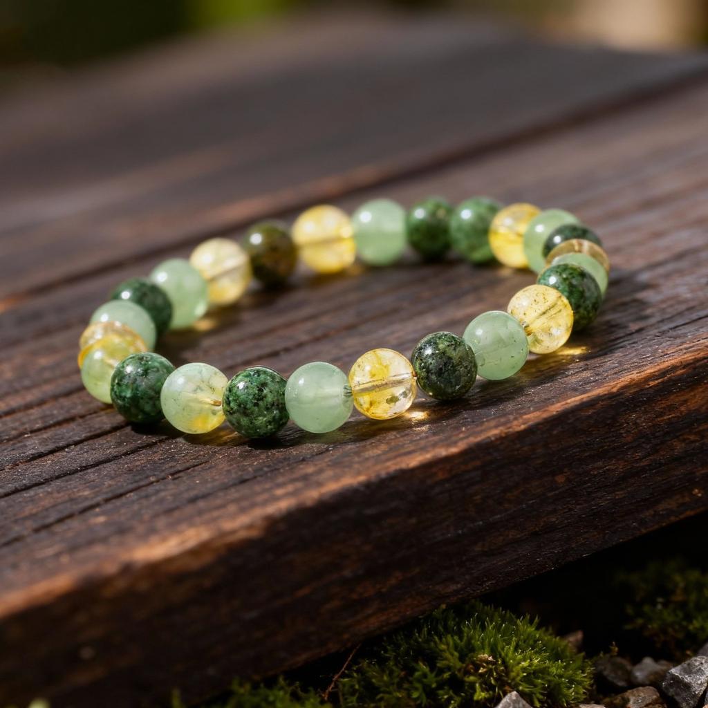 Festive Gifts Green Aventurine Prehnite Citrine Beaded Bracelet Fresh Fashion Jewelry For Women Daily Wear Gift