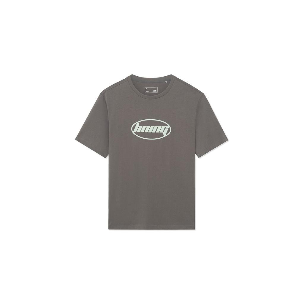 Li-Ning Спортивная модная серия с буквенным принтом, повседневная футболка с круглым вырезом и коротким рукавом, топы унисекс цвета Fawn AHSSA33-14