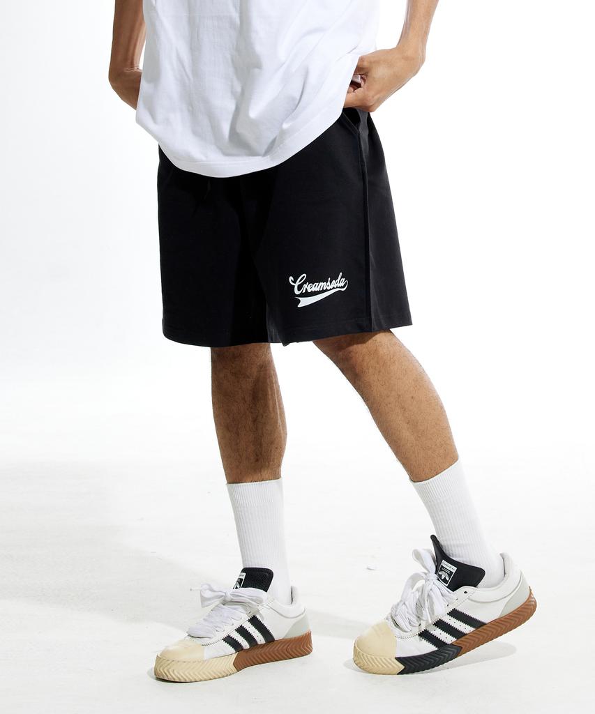 CREAM SODA LAB Lab Authentic Logo Training Shorts Black White