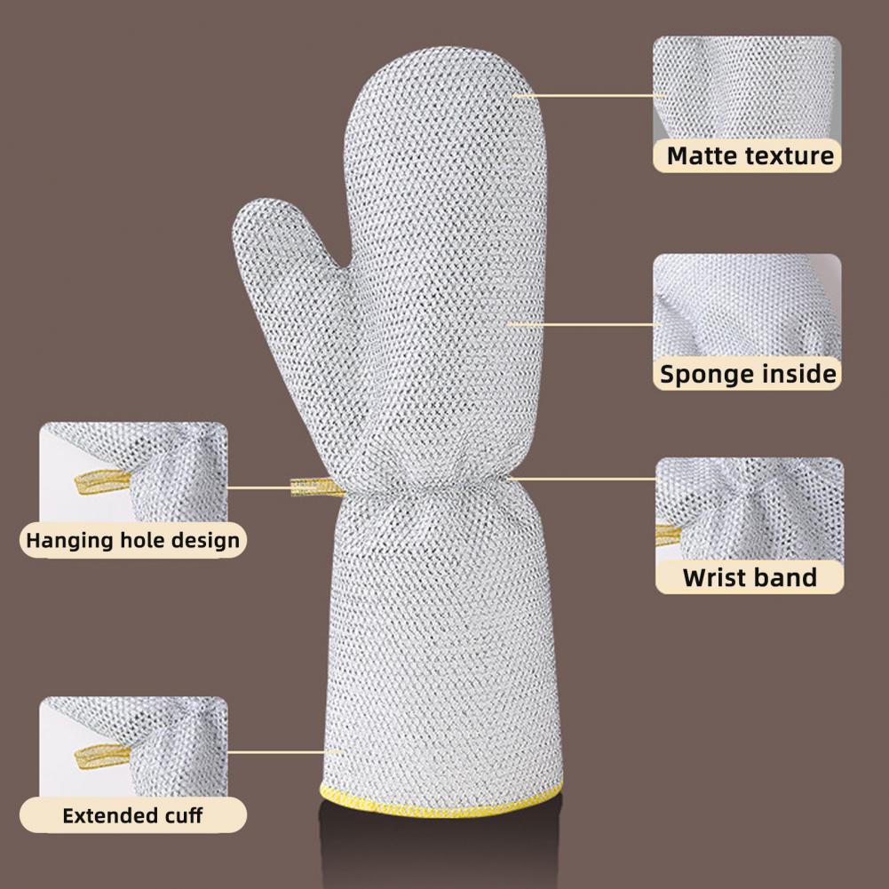 Grid Weaving Technology Gloves Reusable Wire Dishwashing Gloves for Kitchen Fish Scale Mesh Fabric Pot-friendly Multifunctional