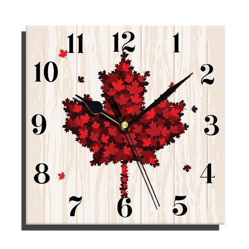 24 Cm Fashion Originality Wooden Square Wall-mounted Clock Quiet Desk Clock for Kitchen Office Living Room Study Dining Room
