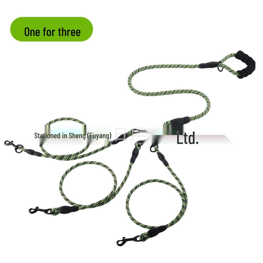 Reflective Nylon Dual Dog Leash - Detachable, Shock-Absorbing & Anti-Explosion