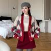 2026 Autumn/Winter Retro Academy Style Loose Knit Cardigan Sweater for Women