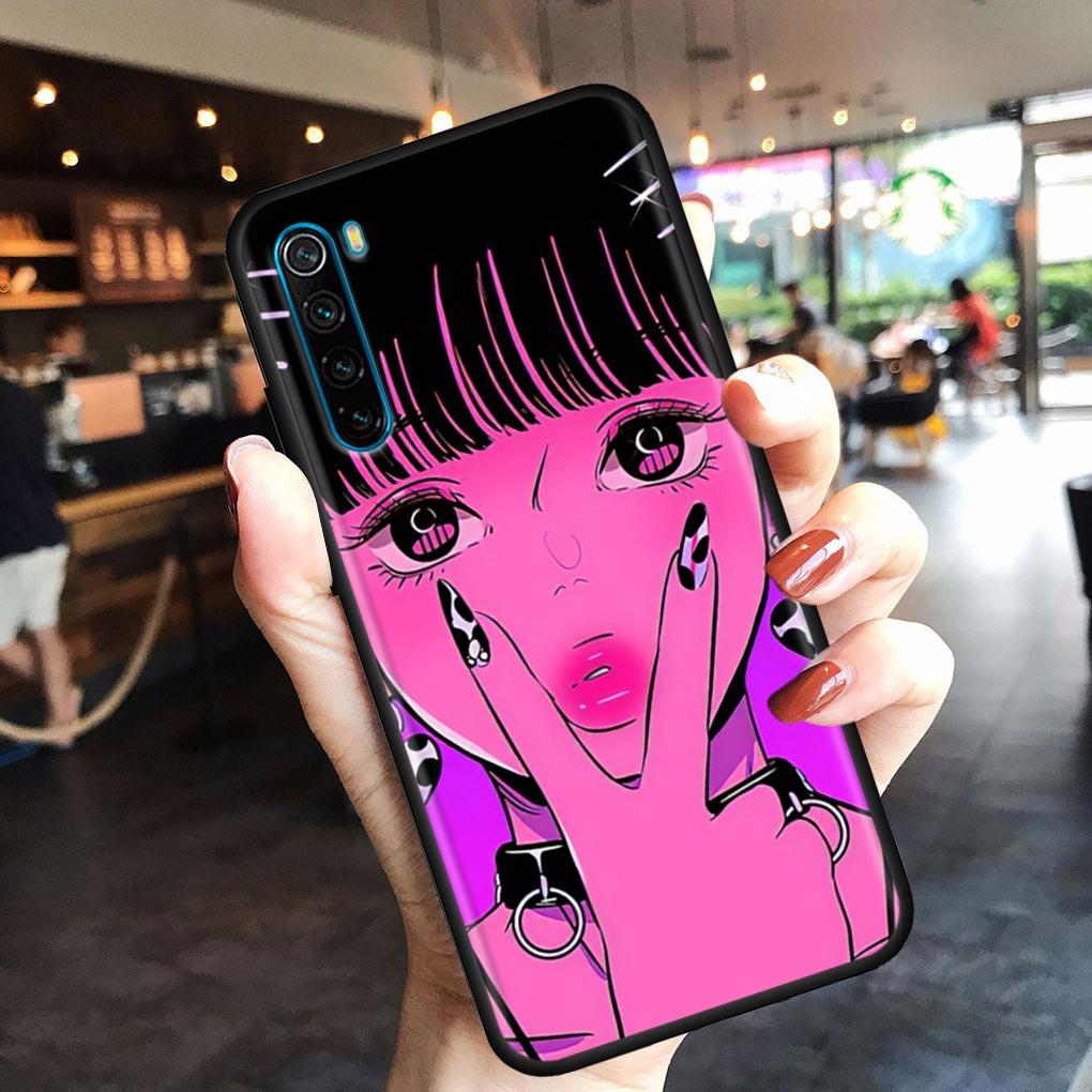 Super Cute Girl Anime Mobile Phone Shell for Redmi Note 10 11 11S 11E 7 8 8T 9 9S 9T Pro Plus 4G 5G Black Soft Case Cover Fundas