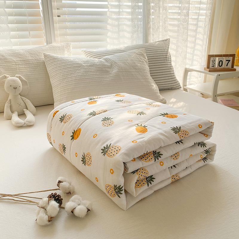 Cool Cotton Summer Thin Quilt, Machine Washable Single Double Pure Cotton Quilt, Air Conditioning Summer Blanket