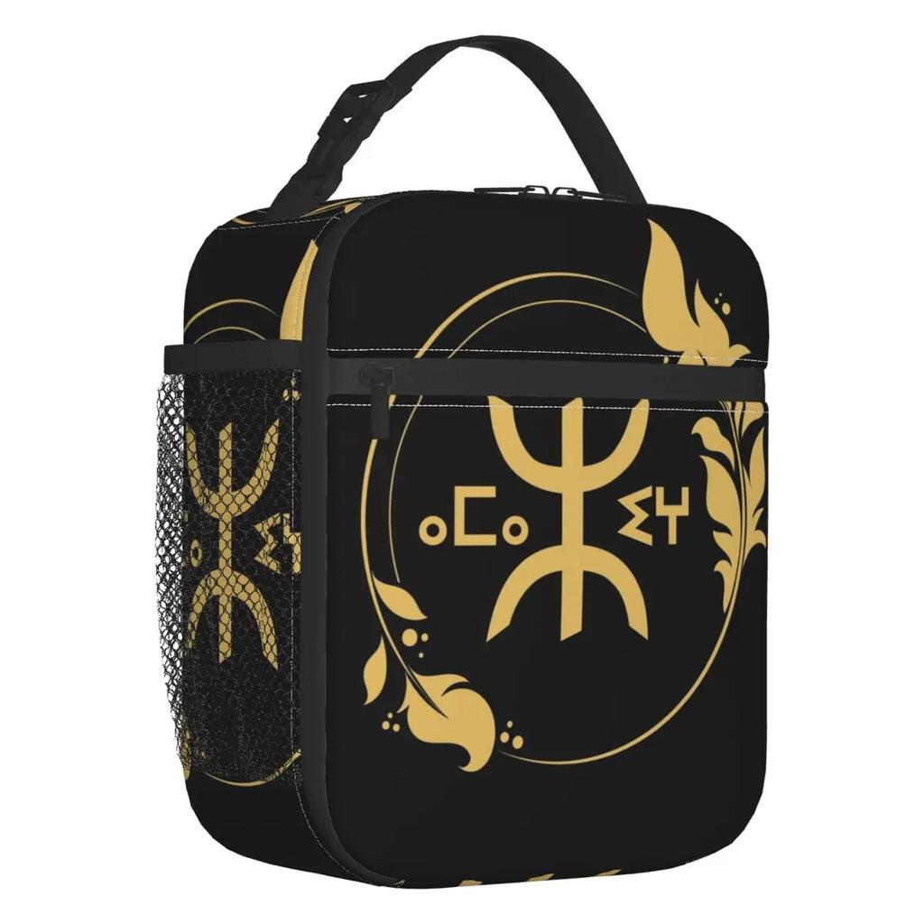 Kabyle Jewelry Insulated Lunch Bag for Camping Travel Amazigh Carpet Berber Leakproof Thermal Cooler Bento Box Women Kids