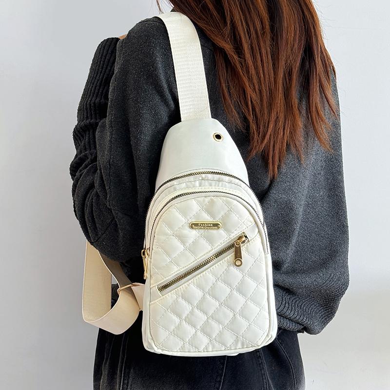 Women's Embroidered Nylon Chest Bag, Unisex Crossbody Sling Pack, Lightweight Travel Hiking Bag