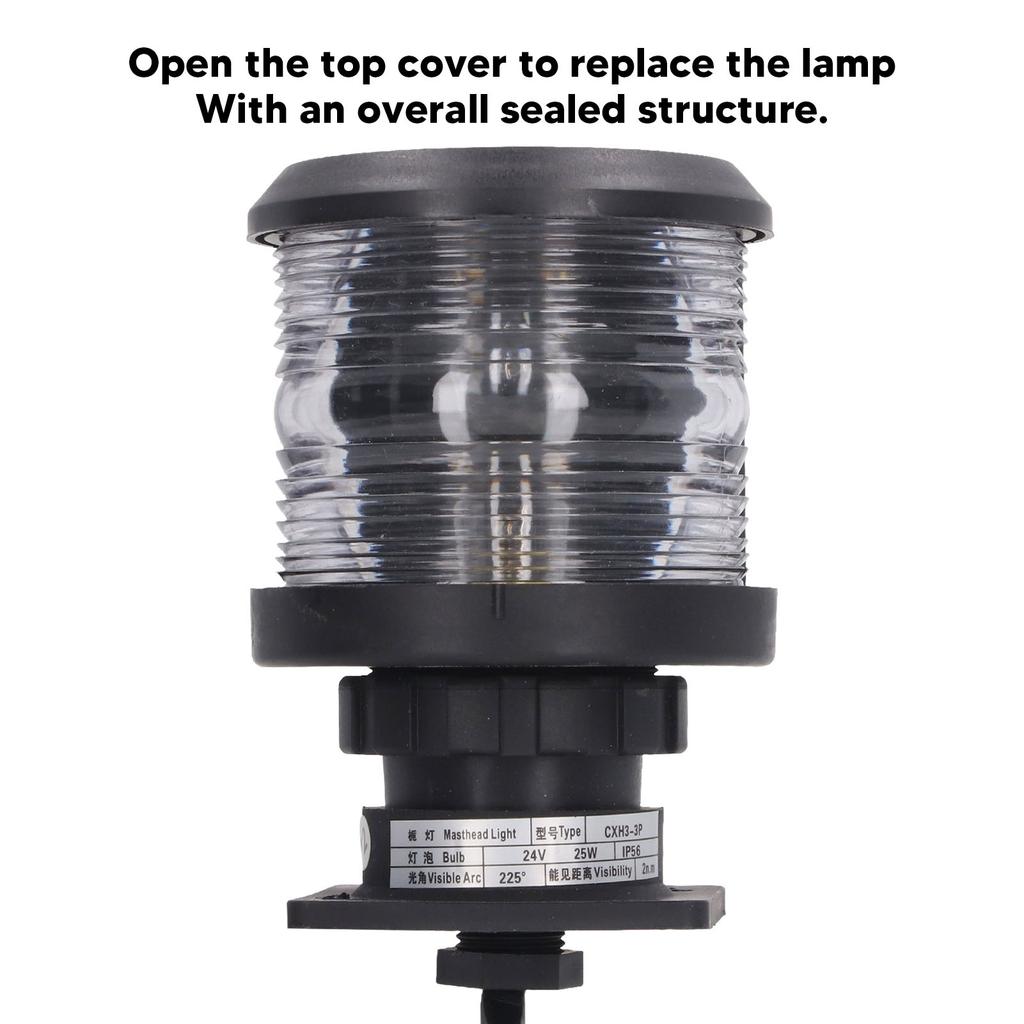 25W LED Marine Navigation Boat Light 2n.m 225° Visibility IP56 Waterproof Masthead Deck Lamp