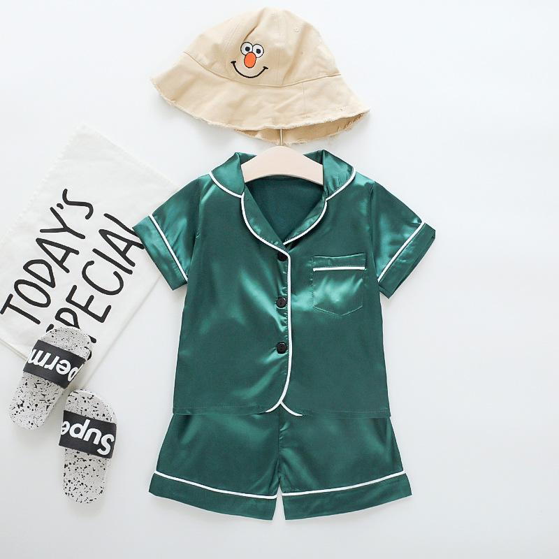 BB58 Mufurui Summer Kids' Silk Bear Cartoon Pajama Short Sleeve Two-Piece Set