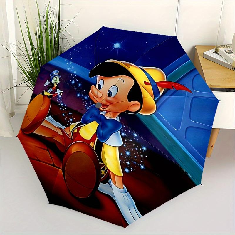 

Disney Pinocchio, Jiminy Cricket Automatic Open/Close Fashion umbrella - Cute Umbrella with Cute Design, Portable 3-Fold Compact Umbrella fo