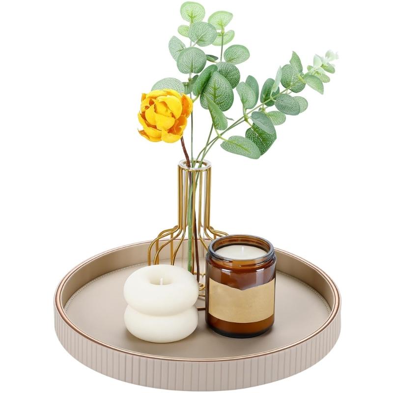 Secure Edges Round Leather Storage Tray For Household Safety Preventing Accidental Falls Suitable For Families