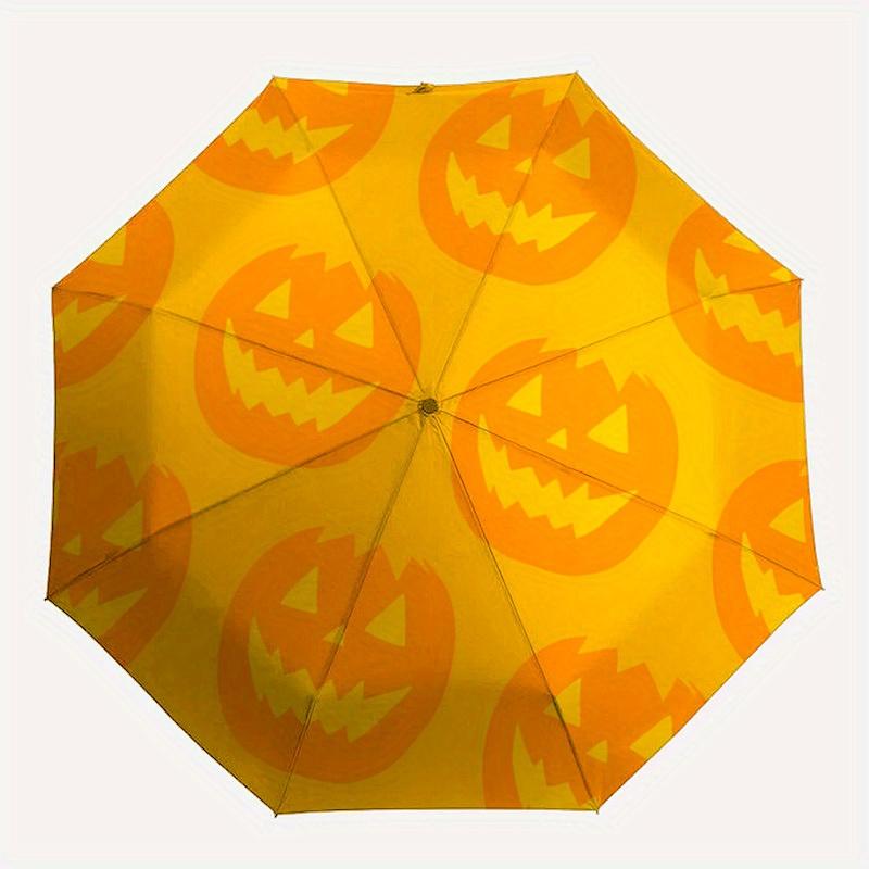 1 шт. Тыква Луна Автоматический Открывающийся/Закрывающийся Складной Компактный Зонт, 8 Ребер Прочный Купол, Легкий Портативный, Для Повседневного Использования, Подарок,,096