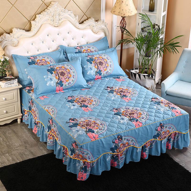 3pcs/set Korean Queen-size Bed Skirt Thick One-piece Bed Sheets Cute Princess Style Sheets