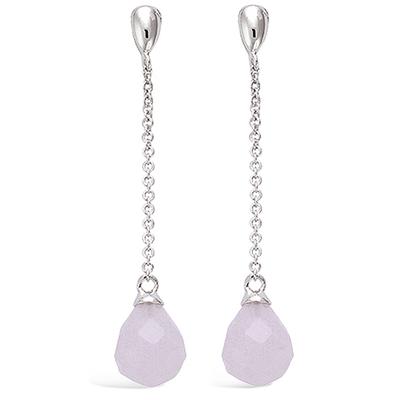 [N6888] - Pink 'Linda' Silver Earrings (rhodium-plated) - 44x8 Mm