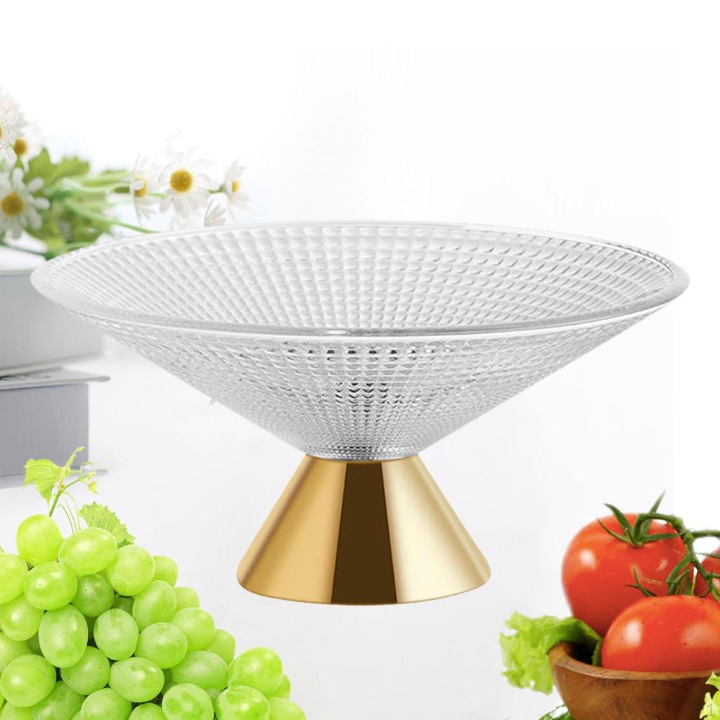 Bol en Verre Décoratif Panier à Fruits sur Pied, Socle pour Plan de Travail de Cuisine, Verre
