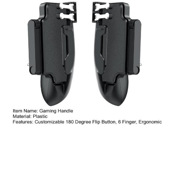 DYS 1 Pair Gaming Handle for Tablet, 6 Finger Game Joystick Trigger Handle, Anti-Slip Gamepad Controller Accessory