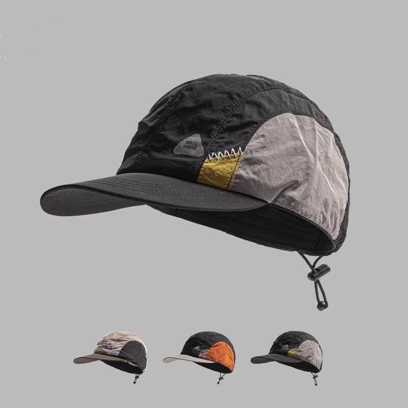 

Sunscreen shading parent-child baseball cap retro Japanese functional wind flat-brimmed cap color matching telescopic rope kid чёрный