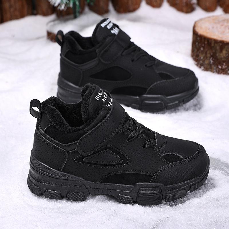 Classmate Leather Casual Shoes 2025 Winter New Cotton Shoes Breathable Velvet Thickened Warm Dad Shoes Middle Aged Girl