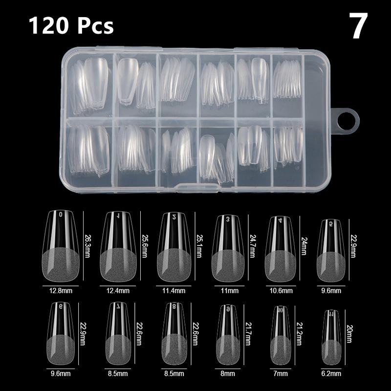 Artificial Fingertip Capsules for Nail Extension Luxury Almond French Coffin False Nail Tips Soft Gel Semi-matte Full Cover