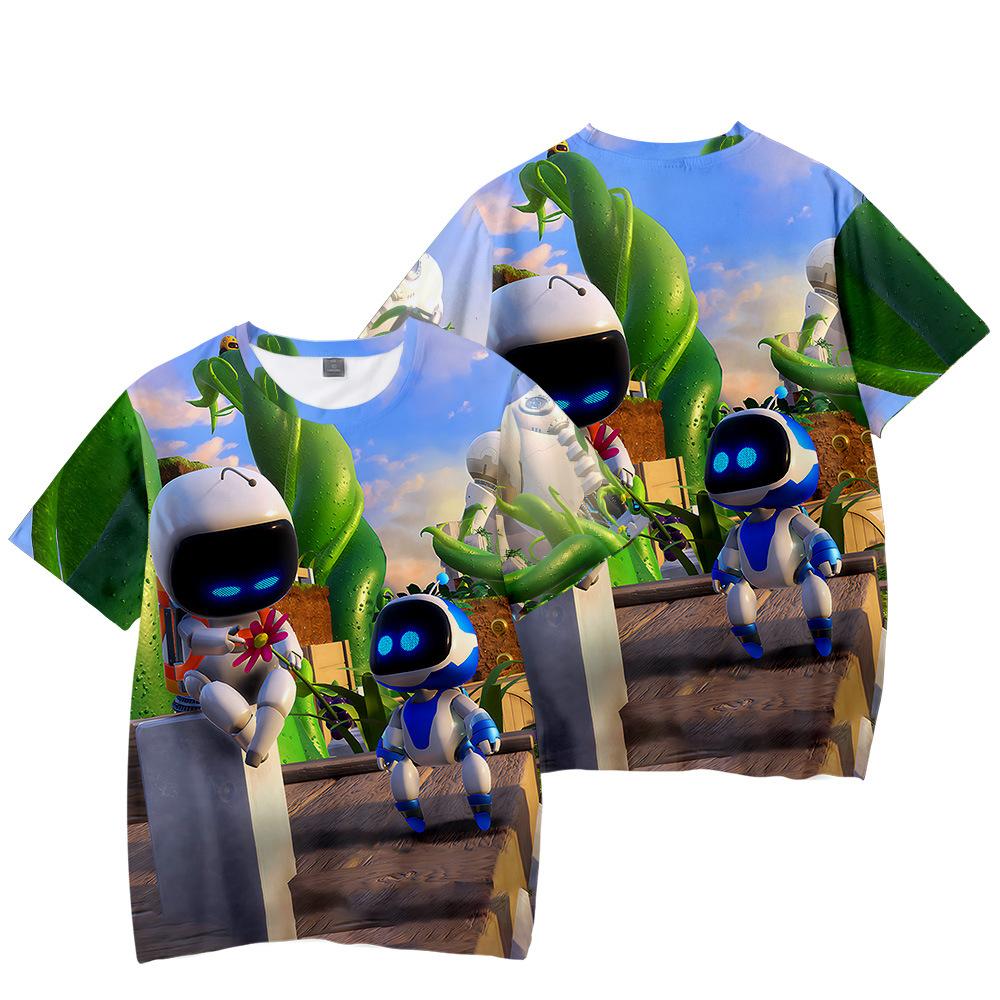 9 Farben Astro Bot Anime Damen Herren T-Shirts Cartoon Druck Rundhals Oversize Kurze Ärmel Mode Herrenbekleidung Streetwear