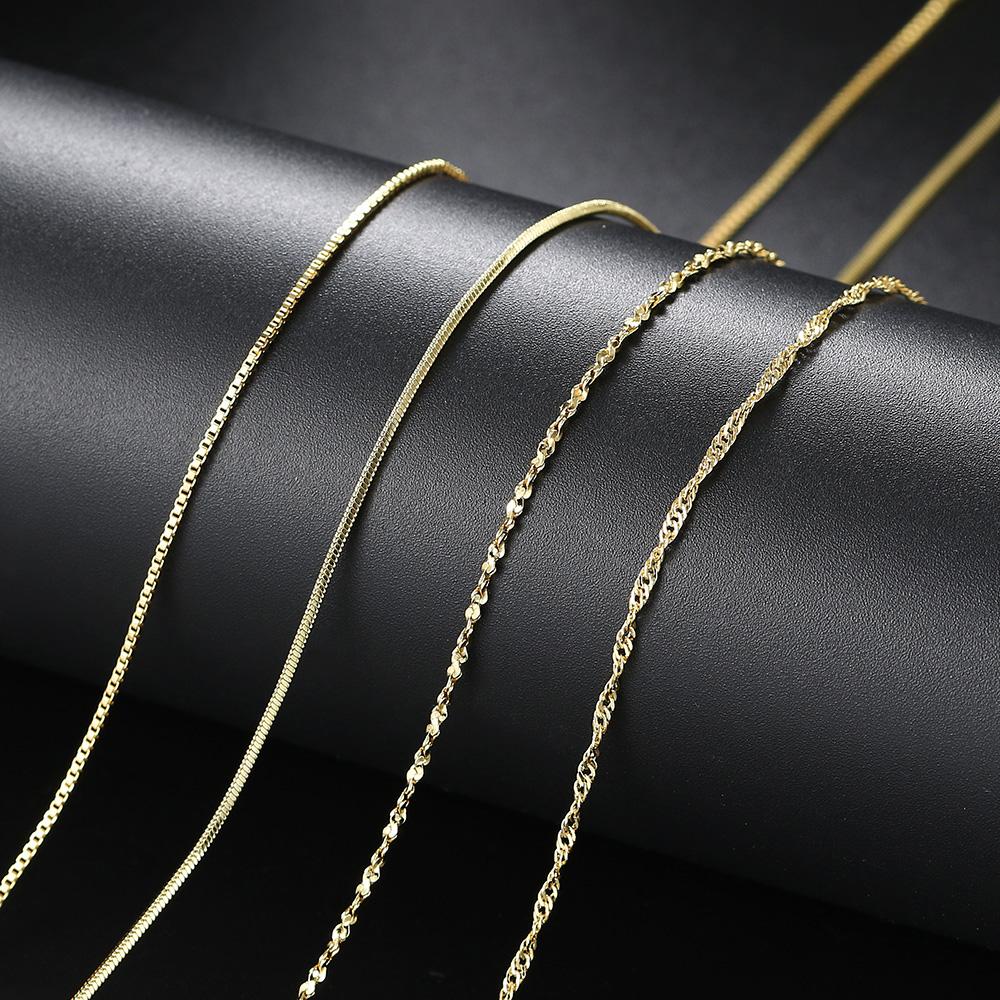 Simple Chain Necklace for Women Gold Water-wave Snake Box Chain Clavicle Choker Jewelry on The Neck C002