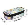 Pencil Bag Roomy Interior Printed Zipper Closure 300D Polyester with Mesh Pocket Removable Divider and Pen Slots for Classroom Use