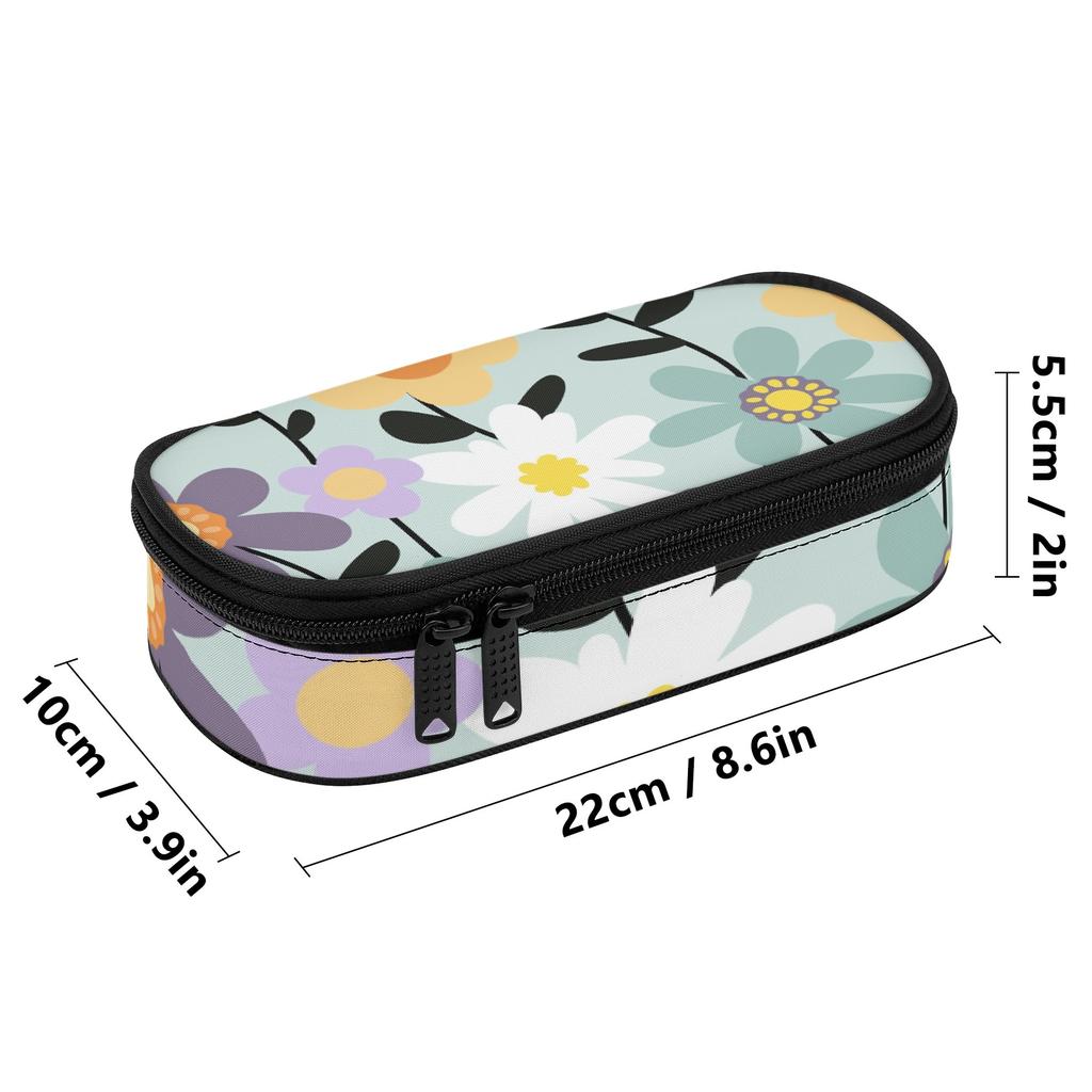 Pencil Bag Roomy Interior Printed Zipper Closure 300D Polyester with Mesh Pocket Removable Divider and Pen Slots for Classroom Use