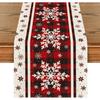 Artoid Mode Buffalo Plaid Snowflakes Christmas Table Runner, Seasonal Winter Kitchen Dining Table Decoration for Home Party Decor 13x72 Inch