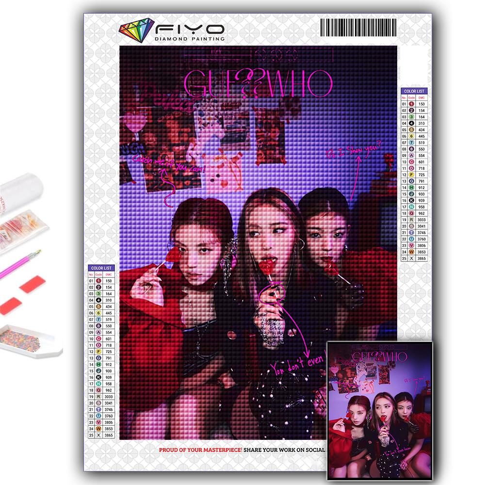 

5D алмазна картина з повним алмазом, група корейських дівчат ITZY, алмазна картина, ручна робота своїми руками, алмазна мозаїка, прикраса дому Full Round 30X40CM