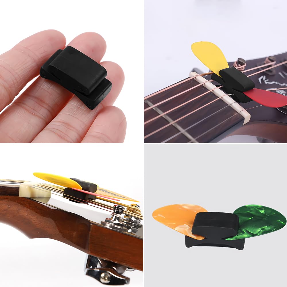 KDSSYFT Guitar Pick Holder Clip Case Easy Installation Clip Between Prevents Loss of Picks Suitable for Bass Ukulele 5-Pack - (Simply Strings) - - Gui