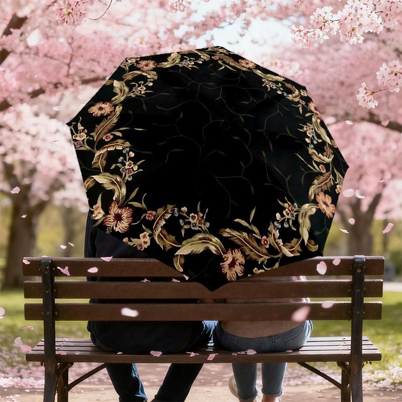 1PC Floral Pattern Umbrella-8-Rib Reinforced, Automatic Open, Lightweight & Durable, Cute Fashion Accessory for Outdoor, Beach, or Casual Use, Beach U