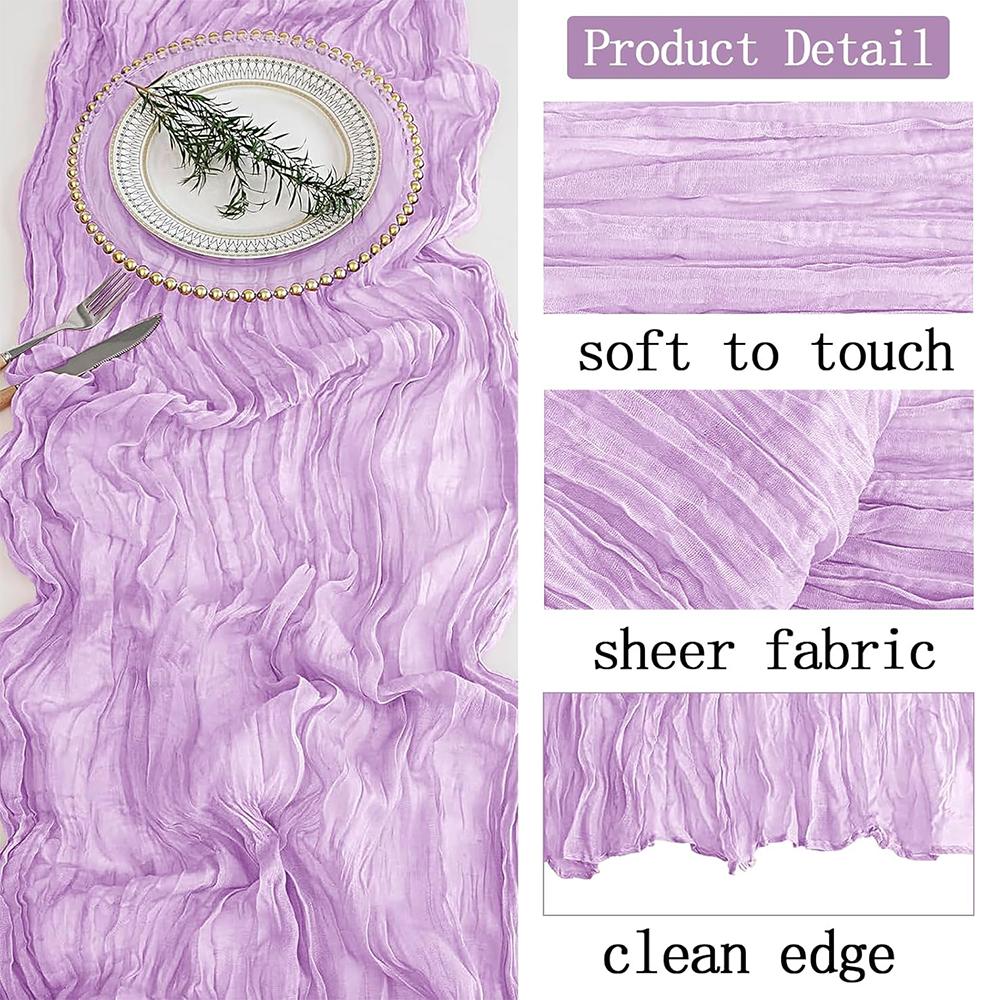Lilac Purple Cheesecloth Table Runner Boho Rustic Gauze Lavender Table Runner Wedding Party Baby Shower Birthday Home Decoration