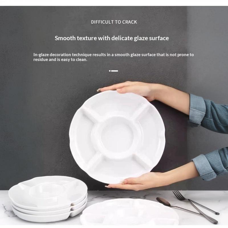 Reusable Round Divided Food Storage Tray BPA-Free Plastic Portable Dinner Plate for Diet Control Meal Prep