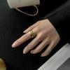Women's Gold Double Layer Retro Open Ring - European American Style, Personalized Fashion, Hip Hop Inspired Index Finger Design