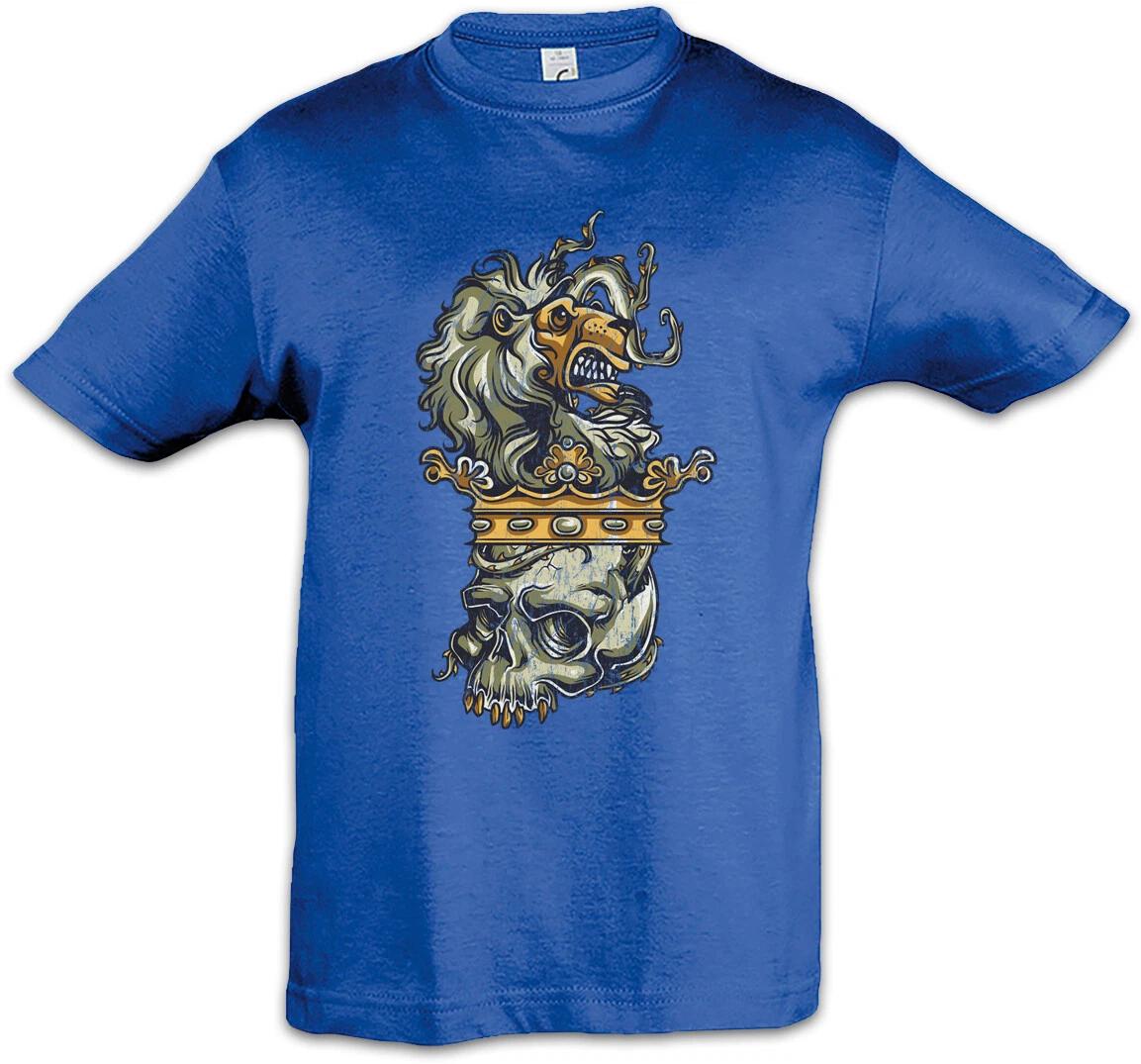 Lion Crown Skull Kids Boys T-Shirt Skull Tattoo King Lion Skull- 160
