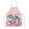 1Pcs Kitchen Apron Cartoon Unicorn Music Printed Cotton Linen Aprons for Women Men Cooking Accessories Delantal Cocina Mujer