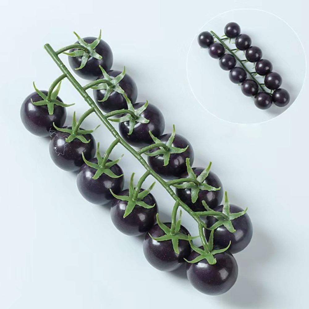 Lifelike Artificial Tomatoes String Foam Material Fruit Props Simulation Tomatoes Model Decorative Tomatoes String Attached (Black,21.5x7.8cm) чёрный