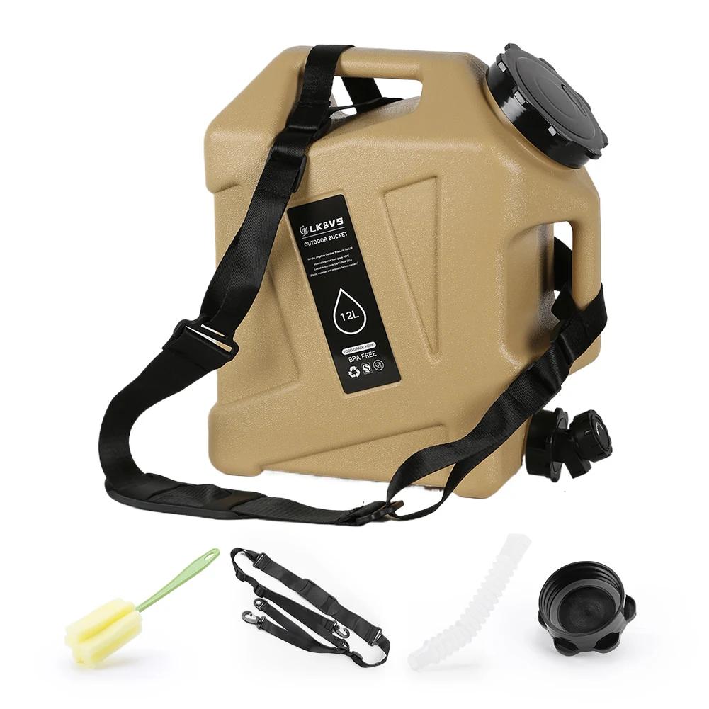 12L Outdoor Water Bucket Large-Capacity Portable Camping Water Bag Container with Faucet Driving Water Tank for Picnic Hiking
