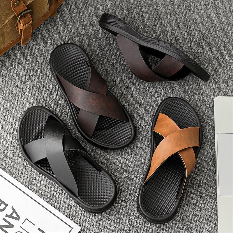 Lazy Slippers Summer Ins Style High-end Men's Slippers Comfortable and Casual Soft Bottom Outdoor Foot Cover Youth One-word Drag Men