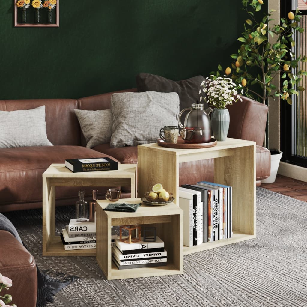 Vidaxl Nesting Tables, 3 Pcs, Sonoma Oak