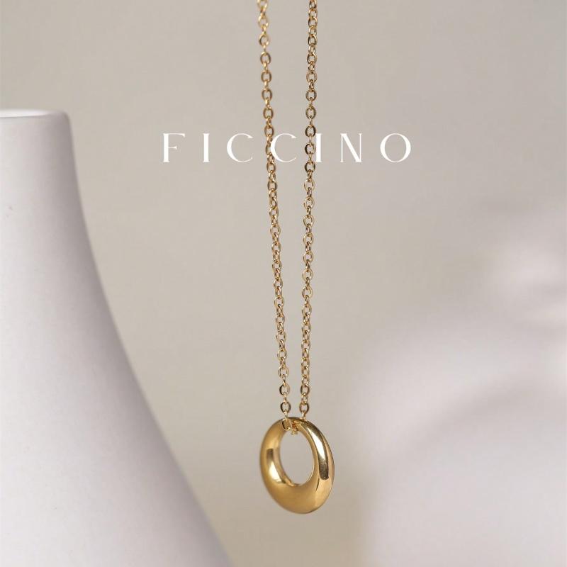 

Classic Elegant Gold-Plated Titanium Steel Donut Pendant Necklace Women Jewelry Golden Stainless Steel Lock Collarbone Chain Dance 507n